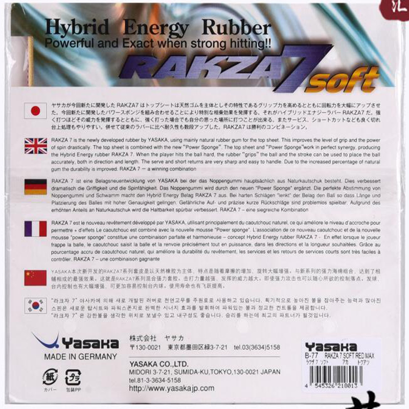 Ban đầu Yasaka RAKZA 7 mềm (B- - đánh giá và giá Table Tennis Grip